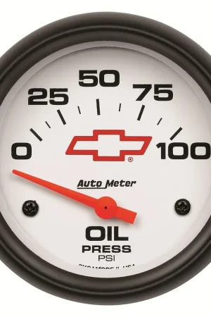 Money Back Guarantee Autometer 2-5/8" Oil Pressure 0-100 PSI Chevy Red Bowtie