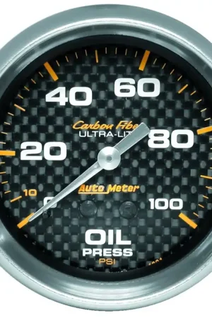Best Seller Autometer 2-5/8" Oil Pressure 0-100 PSI Mechanical Carbon Fiber