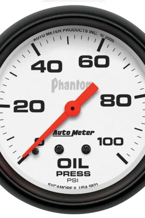 Autometer 2-5/8" Oil Pressure 0-100 PSI Mechanical Phantom Certified
