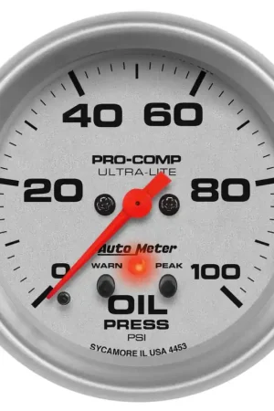 Authentic Autometer 2-5/8" Oil Pressure 0-100 PSI Stepper Motor Ultra-Lite