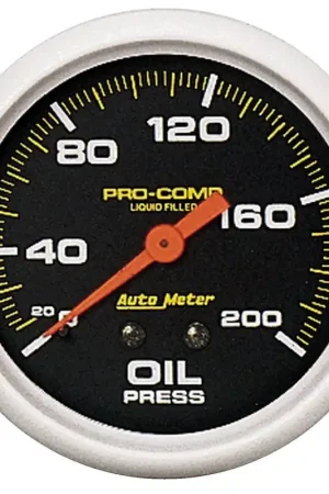Hassle-Free Returns Autometer 2-5/8" Oil Pressure 0-200 PSI Mechanical Liquid Filled Pro-Comp