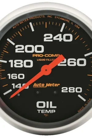 Autometer 2-5/8" Oil Temperature 140-280 °F 12 Ft. Mechanical Liquid Filled Pro-Comp Warranty Included