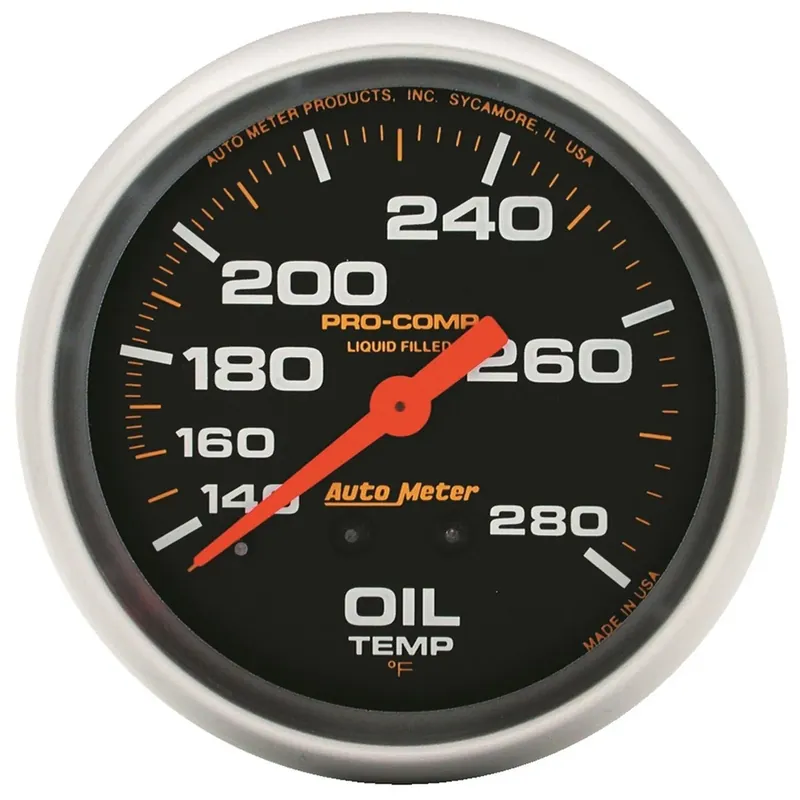 Autometer 2-5/8" Oil Temperature 140-280 °F 6 Ft. Mechanical Liquid Filled Pro-Comp Price Cut