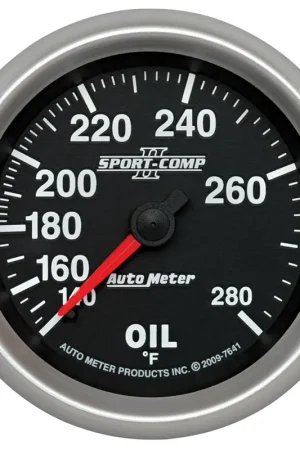 Autometer 2-5/8" Oil Temperature 140-280 °F 6 Ft. Mechanical Sport-Comp II Popular
