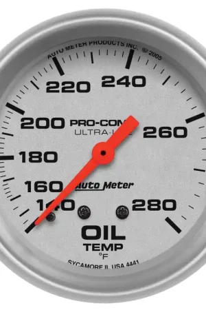 Crafted Autometer 2-5/8" Oil Temperature 140-280 °F 6 Ft. Mechanical Ultra-Lite