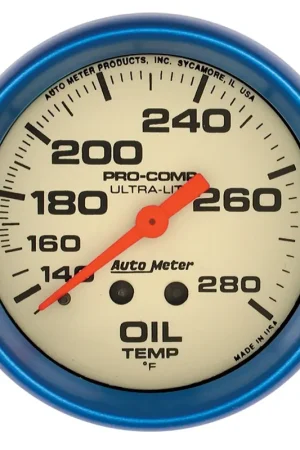 Autometer 2-5/8" Oil Temperature 140-280 °F 6 Ft. Mechanical Ultra-Nite Affordable