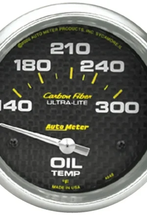 Worldwide Shipping Autometer 2-5/8" Oil Temperature 140-300 °F Air-Core Carbon Fiber