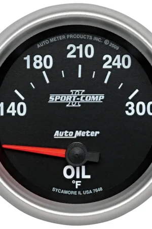 Autometer 2-5/8" Oil Temperature 140-300 °F Air-Core Sport-Comp II Worldwide Shipping