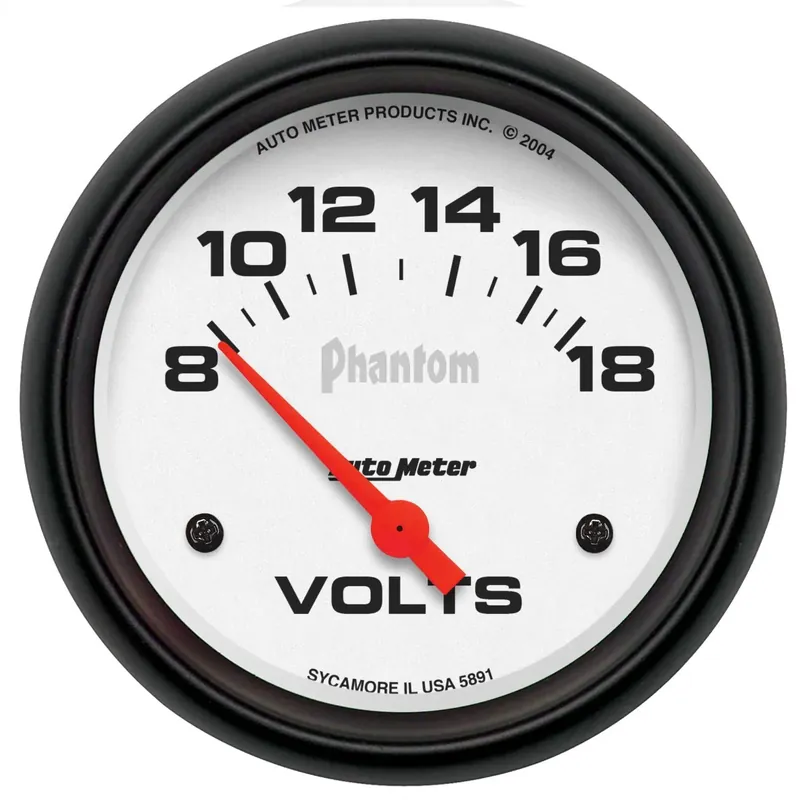 Autometer 2-5/8" Voltmeter 8-18V Air-Core Phantom Grab Now