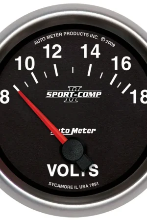 Today Only Autometer 2-5/8" Voltmeter 8-18V Air-Core Sport-Comp II
