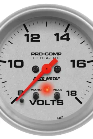 Price Drop Autometer 2-5/8" Voltmeter w/Peak & Warn 8-18V Digital Stepper Motor Ultra-Lite