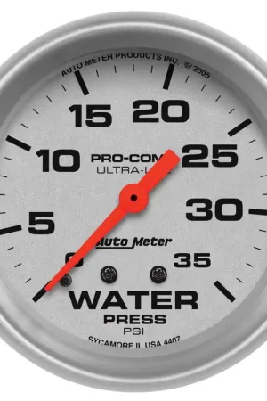 Money Back Guarantee Autometer 2-5/8" Water Pressure 0-35 PSI Mechanical Ultra-Lite