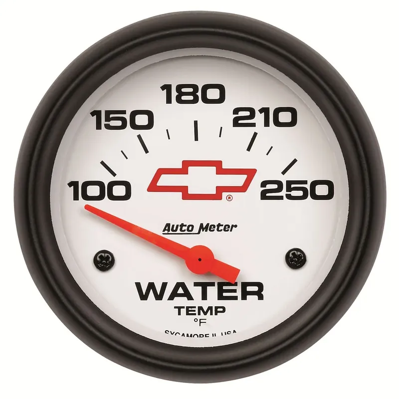 One Day Deal Autometer 2-5/8" Water Temperature 100-250 °F Chevy Red Bowtie