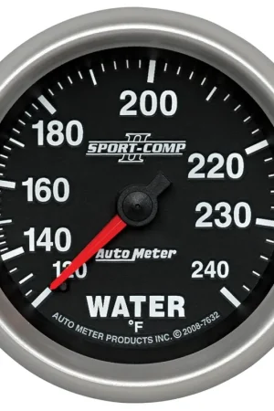 New Arrival Autometer 2-5/8" Water Temperature 120-240 °F 6 Ft. Mechanical Sport-Comp II