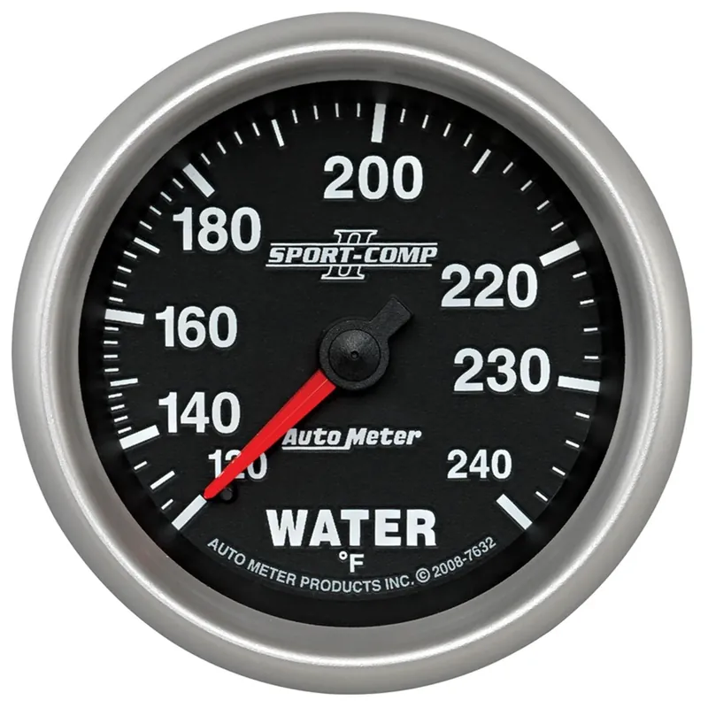 New Arrival Autometer 2-5/8" Water Temperature 120-240 °F 6 Ft. Mechanical Sport-Comp II
