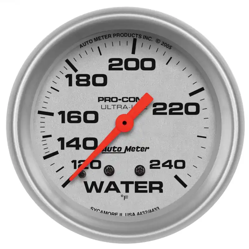 Autometer 2-5/8" Water Temperature 120-240 °F 6 Ft. Mechanical Ultra-Lite No Minimum Order