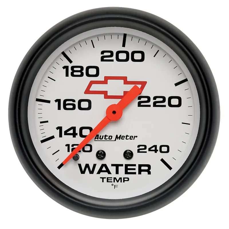 Crafted Autometer 2-5/8" Water Temperature 120-240 °F Chevy Red Bowtie