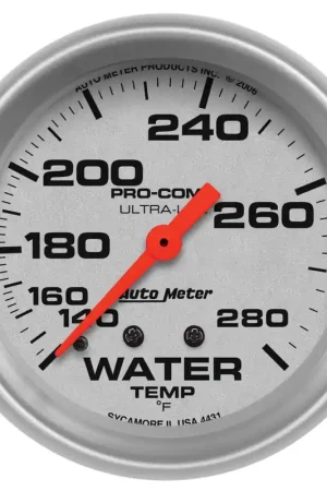 Autometer 2-5/8" Water Temperature 140-280 °F 6 Ft. Mechanical Ultra-Lite Exclusive