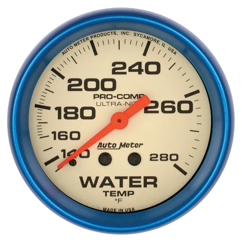 Autometer 2-5/8" Water Temperature 140-280 °F 6 Ft. Mechanical Ultra-Nite Trusted Brand