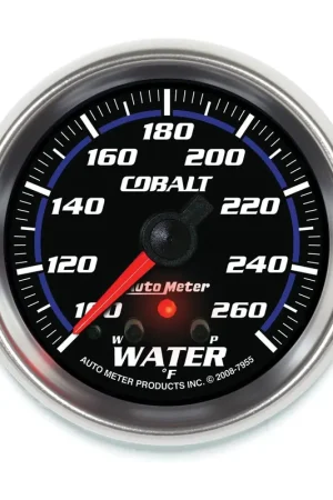 Autometer 2-5/8" Water Temperature w/Peak & Warn 100-260 °F Stepper Motor Cobalt Professional Grade