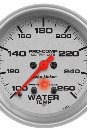 Autometer 2-5/8" Water Temperature w/Peak & Warn 100-260 °F Stepper Motor Ultra-Lite Original