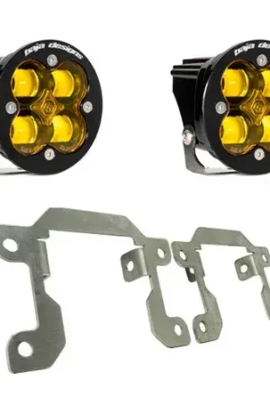Premium Baja Designs 2019+ Ranger Fog Light Squadron Amber Fog Pocket Kit