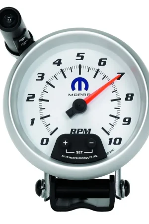 Big Sale Autometer 3-3/4" Pedestal Tachometer 0-10,000 RPM White Mopar