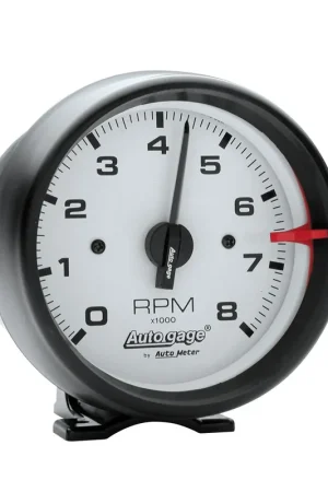 Autometer 3-3/4" Pedestal Tachometer 0-8,000 RPM White/Black Auto Gage Fast Shipping