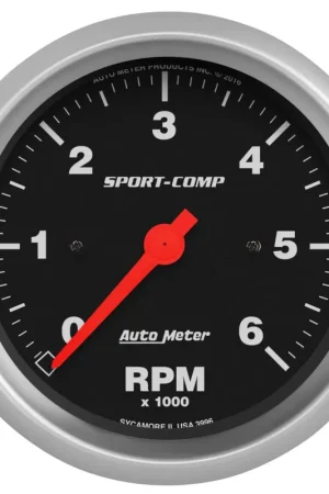 Next Day Delivery Autometer 3-3/8" In-Dash Tachometer 0-6,000 RPM Sport-Comp
