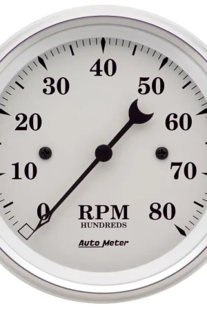 New Arrival Autometer 3-3/8" In-Dash Tachometer 0-8,000 RPM Old-Tyme White