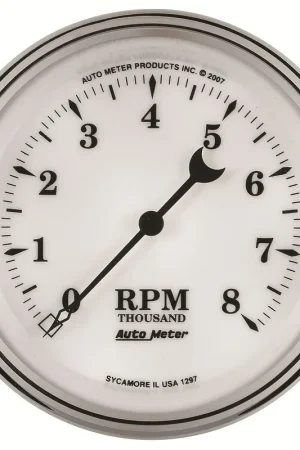 Autometer 3-3/8" In-Dash Tachometer 0-8,000 RPM Old-Tyme White II No Minimum Order