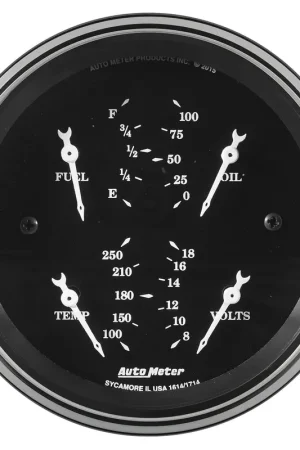 Autometer 3-3/8" Quad Gauge 240-33 ohm Old Tyme Black Money Back Guarantee