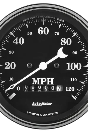 Autometer 3-3/8" Speedometer 0-120 MPH Electric w/Wheel ODO Old Tyme Black Special Offer