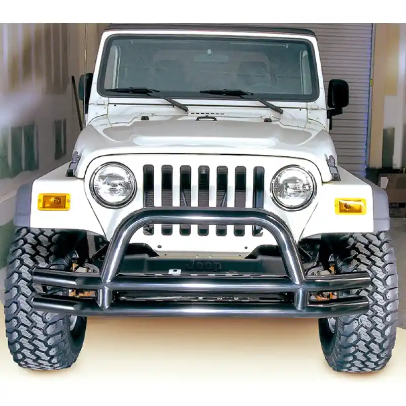 Rugged Ridge 3-In Dbl Tube Front Bumper w/ Hoop 76-06 CJ / Jeep Wrangler Buy Direct