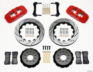 Wilwood AERO6 Front Hat Kit 14.00 Drilled Red 2005-2014 Mustang - 140-10830-DR Last Chance