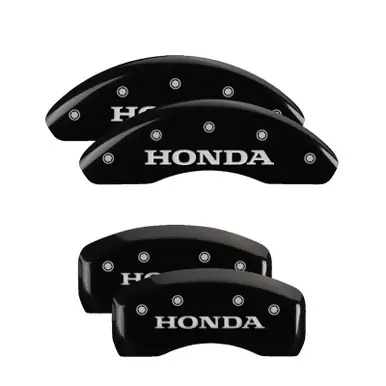 Save Now MGP Front set 2 Caliper Covers Engraved Front Honda Black finish silver ch - 20212FHONBK