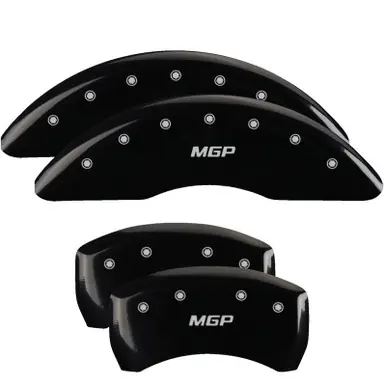 Professional Grade MGP 4 Caliper Covers Engraved Front & Rear MGP Black finish silver ch - 22231SMGPBK