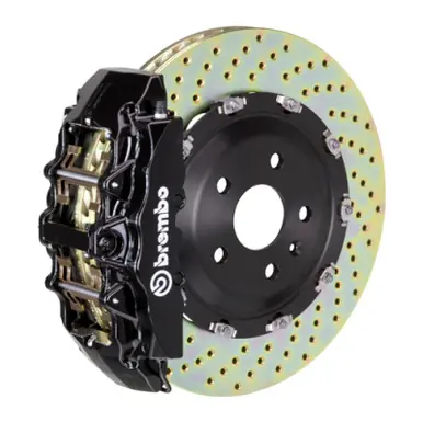 Budget Brembo 15-23 Mustang GT/V6/EcoBoost Front GT BBK 6 Piston Cast 380x34 2pc Rotor Drilled-Black - 1T1.9009A1